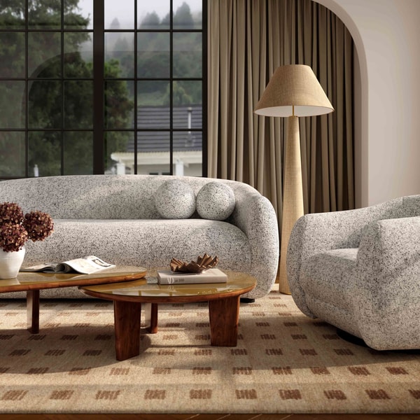 Thaddeus Woven Curved Back Sofa with Pillows Review