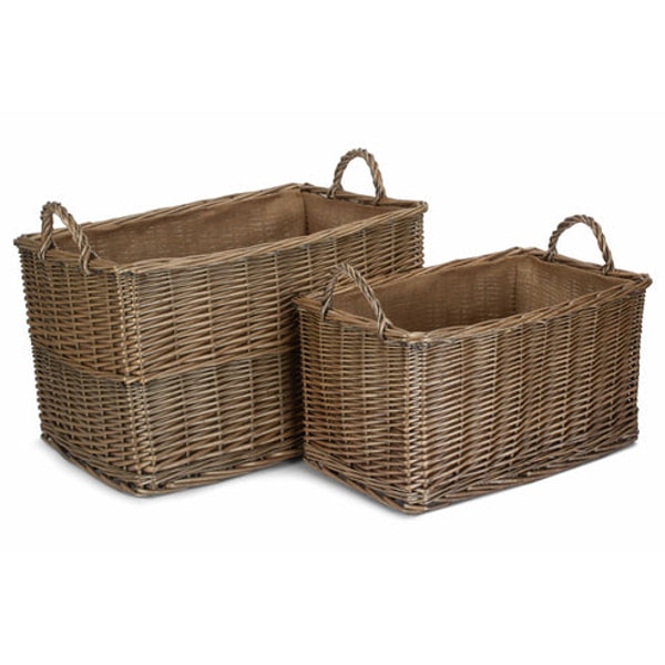 Wovenhill Antique Wash Rectangular Hessian Lined Basket Set 2 Review