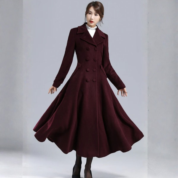 Xiaolizi Burgundy Wool Swing Coat Reviews