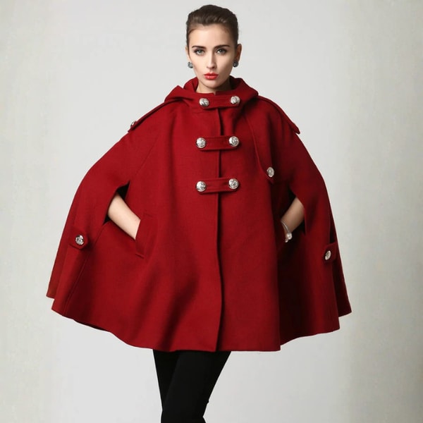 Xiaolizi Handmade Wine Red Wool Cape Coat Reviews