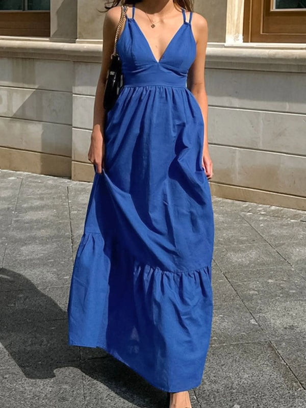 XNAVIO V-Neck Tiered Maxi Cami Dress Review