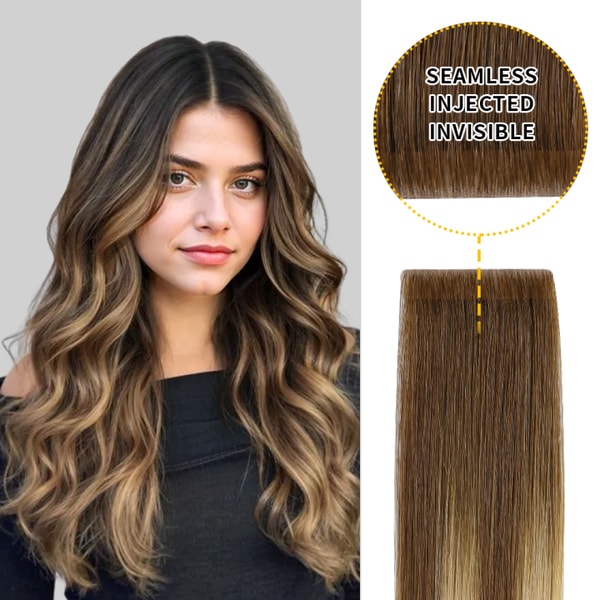 Yilite Hair Brown to Blonde Balayage Invisible Tape In Extensions 20Pcs Review