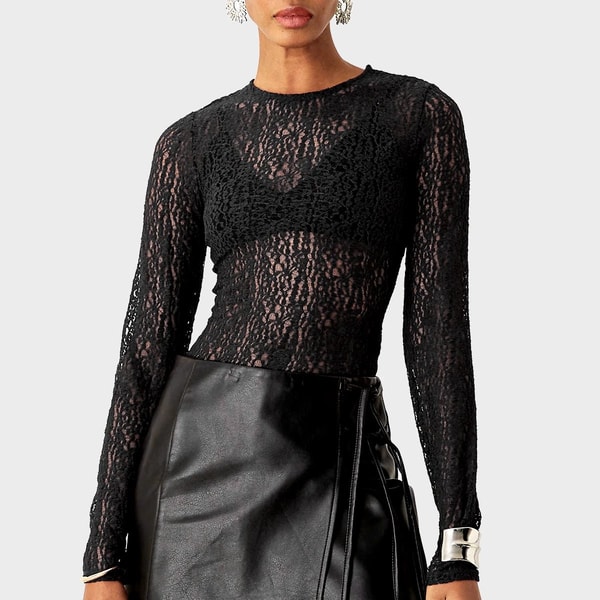 You Know Who's Ladies NL Black Mesh Lace Bodysuit Review