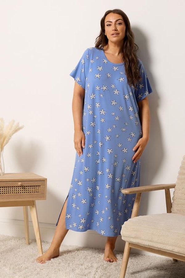 YOURS Curve 2 PACK Blue Star & Shell Print Midaxi Nightdresses Review