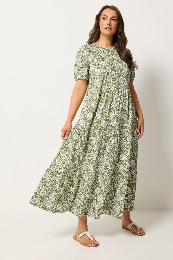 Yours Clothing Curve Green Floral Tiered Maxi Dress Review