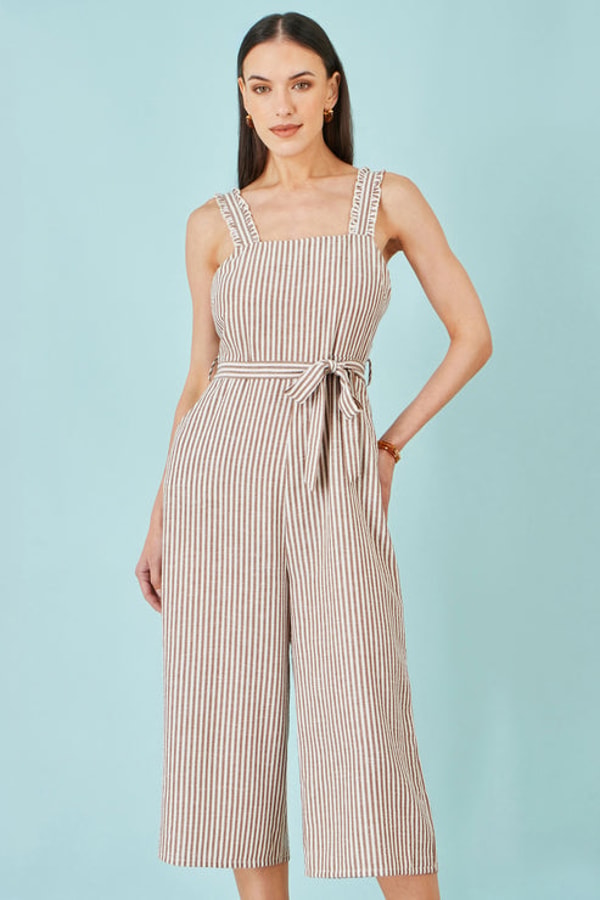 Yumi Brown Stripe Strappy Jumpsuit Review