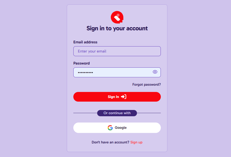 Sign up with Email