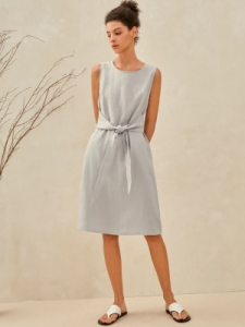 100% Linen Tie-Back Dress Claire deals in LINTICO